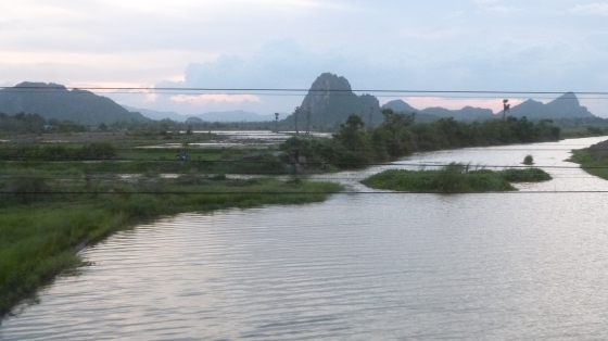 Crossing a river in Southern Thailand